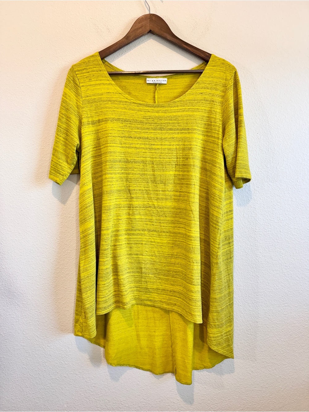 Bryn Walker Tunic Top Small Chartreuse High Low Artsy Minimalist Made USA J39